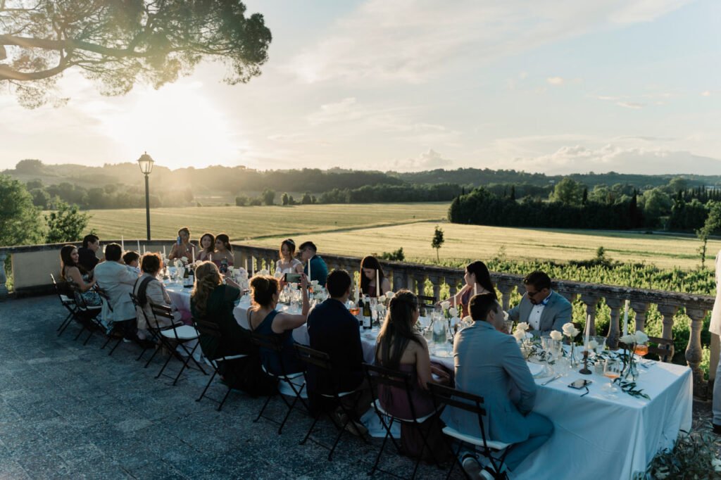 wedding reception overlooking the vineyards